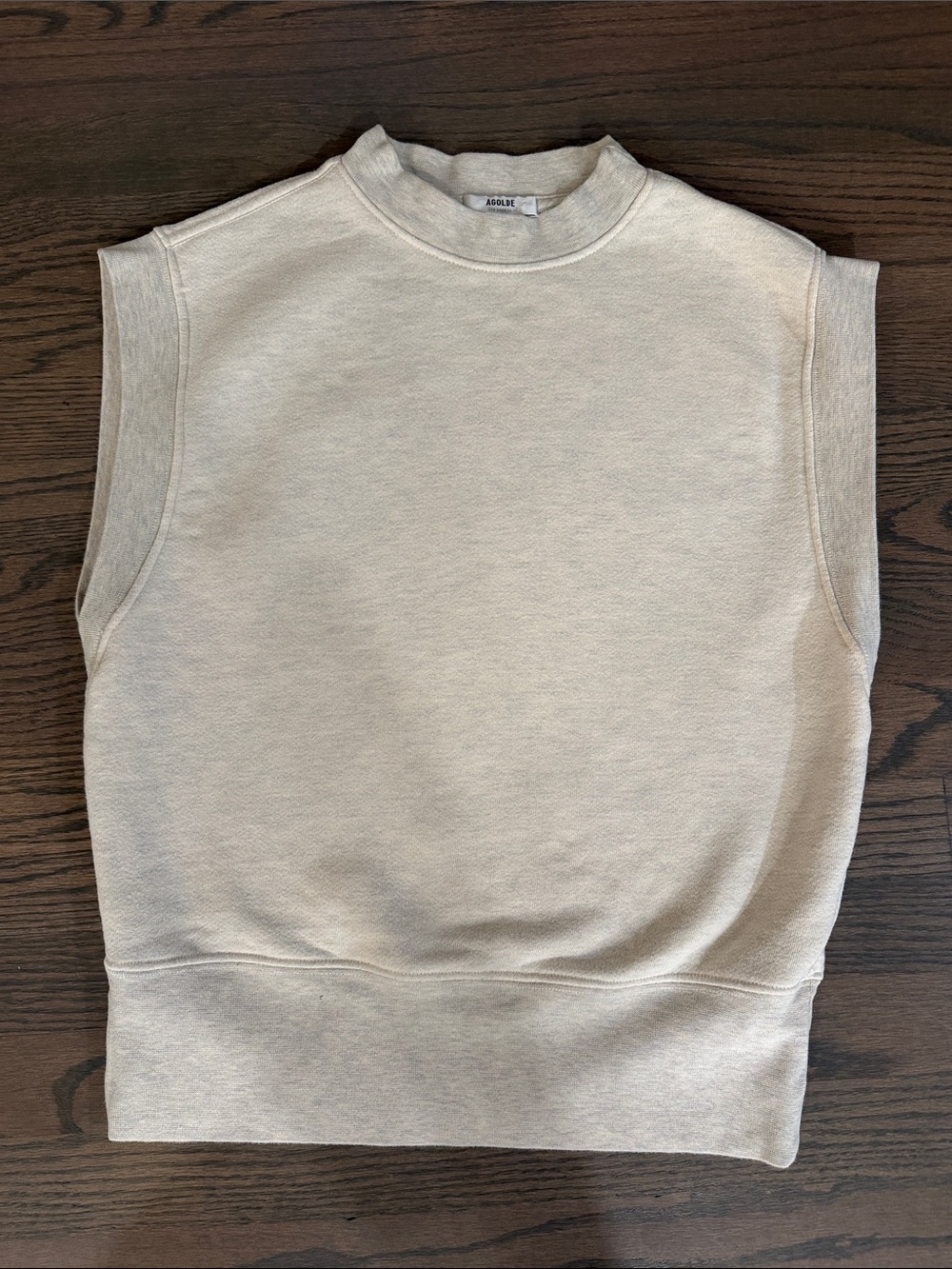 AGOLDE Sleeveless Mock Neck Muscle Tee in Sandstone